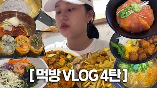 먹방 VLOG 4탄???? 내가 요즘 먹은 것들..다이어트 전 마지막 행복..MUKBANG VLOG ( 연어덮밥/물냉면/비빔냉면/초밥/회덮밥/버거킹 햄버거/봉추 찜닭/도제 유부초밥 )
