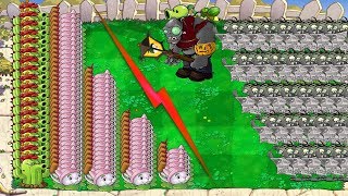 Plants vs Zombies mini-games battlez : 1 Threepeater vs 1Gatling Pea vs 99 Gargantuar