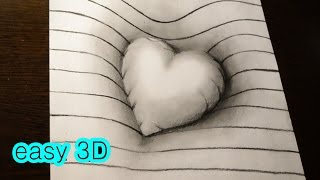 Как нарисовать простой 3D рисунок  СЕРДЦЕ карандашом / Easy 3D Drawing Heart