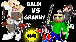 Monster School : BALDI'S BASICS VS GRANNY CHALLENGE PART 4 - Minecraft Animation Kids Mobs