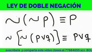 LEYES LOGICAS 12 LEY DE DOBLE NEGACION O INVOLUCION LOGICA PROPOSICIONAL LOGICA MATEMATICA