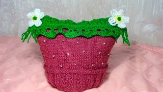 Вязание спицами Шапочка (шапка) для девочки