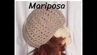 Объёмный ажурный берет крючком из 2 -х видов пряжи.Легко и быстро.  Gorro de ganchillo.