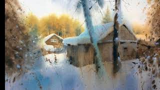 Сергей Курбатов. Акварель. Зима. /  Watercolors by Sergey Kurbatov. Winter.