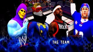 Myotismon/Skeletor vs Eli Manning/Lebron James - Tag Team Match - WWE 13