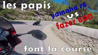 [RAW] YAMAHA R6  vs  FAZER 600 | route des Thermes | ft. Jo'LaDouille
