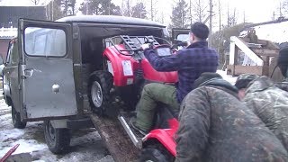 Уаз Буханка. Квадроциклы. Бездорожье. Мужские зимние забавы ч.1