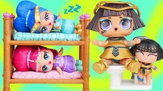 LOL Surprise Dolls Shimmer and shine + Lil Sisters Brush Teeth for School Morning Routine