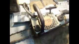How to replace the chain oil line on a Stihl 017 chainsaw