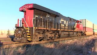 CN Train Spotting HD: CN 3082 & End DPU 2813 Leads Q196 East At Clover Bar 5/7 12/20/17