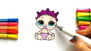 Learn LOL HAIR Colors with LOL DOLL Baby purple hair| Рисуем Лол Малышку куколку | раскраски ЛОЛ