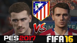 PES 2017 VS FIFA 16 PLAYER FACES COMPARISON- ATLETICO MADRID