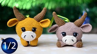 Новогодняя игрушка крючком. 1/2 ч. Бычок. Символ 2021.