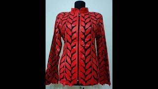 Woman Leather Coat Women Jacket Leaf Design Zipper Short Light Genuine Lambskin Real Zip Lightweight