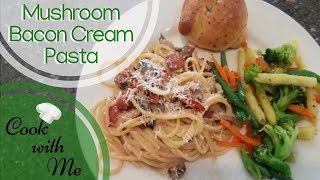 Mushroom Bacon Cream Pasta - ???Cook with Me | DandVsFamily