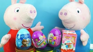 PIG GEORGE E PEPPA PIG ABRINDO OVOS SURPRESAS KINDER OVO SHOPINKS FROZEN DISNEY SURPRISE EGGS TOYS