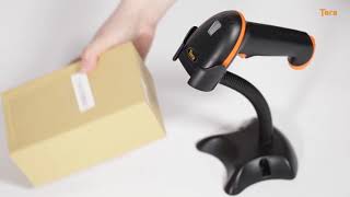 Barcode Scanner 1D Barcode Reader 2.4Ghz Wireless + USB2.0 Wired with stand