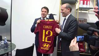 Giuseppe Conte e Virginia Raggi visitano la nuova sede della AS Roma all'EUR