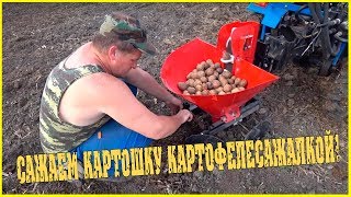 Первый раз сажаем картошку Картофелесажалкой / Семья в деревне