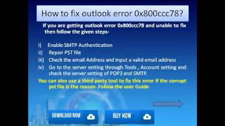Fix outlook error 0x800ccc78