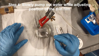 Transferring free standing Thin film on steel holder with 10 mm hole.