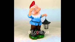 Гном с фонарем. Садовые фигуры пластиковые из полистоуна от "Эльф"