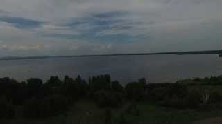 Вид сверху на озеро Увильды летом - с дрона с высоты - 12 июля 2015 г