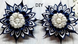 Школьные бантики из репсовой ленты канзаши. DIY/МК