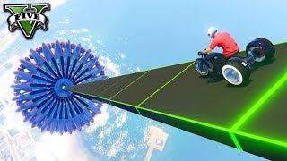 GTA V Online: CORRIDA DO TERROR com MOTO 3 RODAS!!! MEGA RAMPA