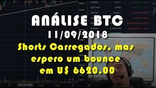 Análise Bitcoin - BTC - 11/09/2018 - Shorts Carregados, mas espero um bounce em U$ 6620.00