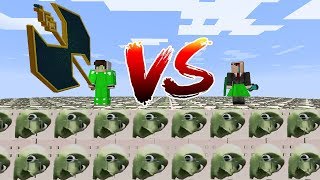 НУБ И ПРО ИГРАЮТ В ЗЕЛЕНЫЙ ЧЕЛОВЕЧЕК ЛАКИ СКАЙ БЛОК! МАЙНКРАФТ СКАЙВАРС! ЛАКИ СКАЙБЛОК!! MINECRAFT!