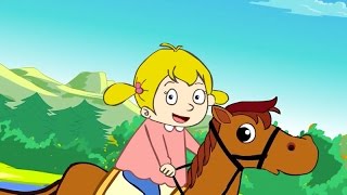 Elle descend de la montagne à cheval