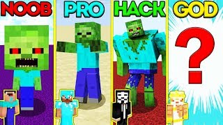Minecraft Battle: NOOB vs PRO vs HACKER vs GOD: ZOMBIE MUTANT EVOLUTION CHALLENGE / Animation