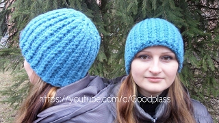 Шапка вязаная из толстых ниток. Женская шапка. Вязание спицами. Knitting(Hobby)