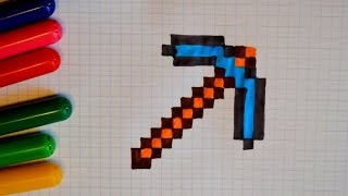 Как нарисовать по клеточкам кирку из майнкрафта Minecraft