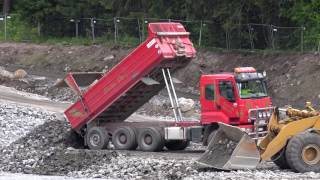 Sisu Truck Vs Caterpillar 980G Wheel Loader-Caterpillar Excavator 324D