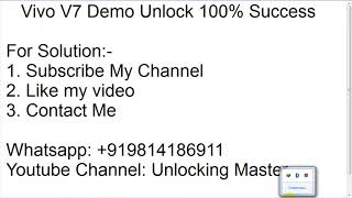 Vivo V7 (1718) Demo Unlock Solution | Vivo V7 (1718) Qcn File | 10000%