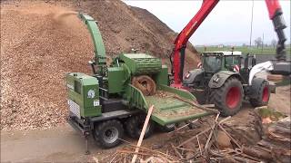 PTH 1200/1000 G Pezzolato drum wood chipper powered by PTO tractor  FENDT VARIO 400 HP