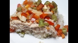 разгрузочное блюдо из курицы,риса и овощей