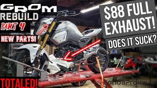 Cheap $88 Honda Grom 125 Exhaust install... | Rebuilding a Wrecked Motorcycle Auction (Part 4)