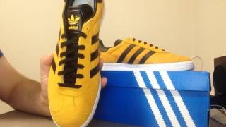 Adidas Originals Gazelle Triple White & Black and Yellow unboxing and review