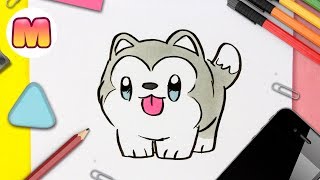 COMO DIBUJAR UN PERRO HUSKY KAWAII - dibujos kawaii faciles -  COMO DIBUJAR ANIMALES KAWAII