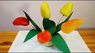 Букет. Осенние поделки из овощей в школу и садик своими руками.