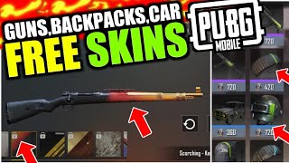 HOW TO GET FREE GUN SKINS | CAR SKINS | BACKPACK SKINS | HELMET SKINS | PUBG MOBILE 2018