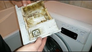Как достать лоток для порошка из стиральной машины