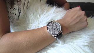 Phosphor Appear Black Crystal Watch with Silver Case