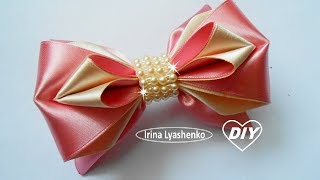 Бантик из атласной ленты МК/DIY Satin ribbon bow/PAP Laço de fita de cetim#127