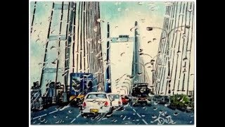How to draw rain drops | how to draw road | oil painting timelapse