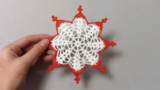 Пошаговый мастер класс/Новогодняя Снежинка крючком