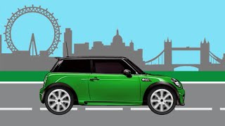 Учим марки автомобилей. Городская машинка Mini Cooper едет в Лондон!. Мультик-конструктор